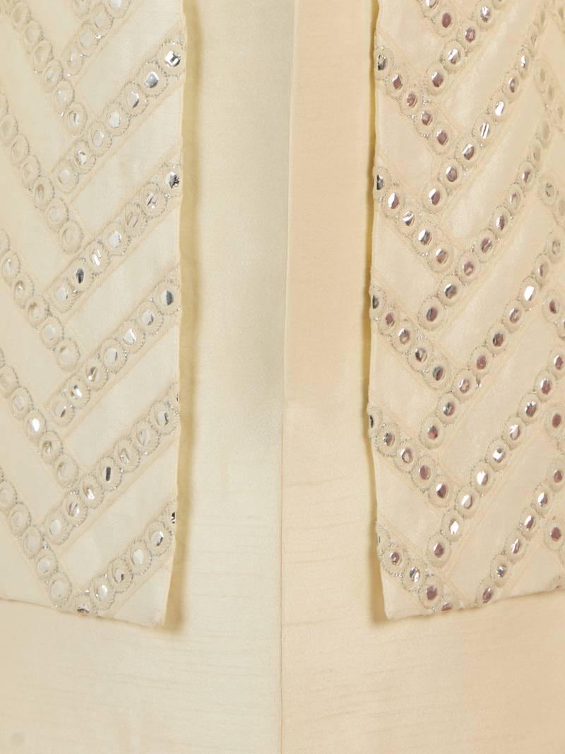 cream silk blend indowestern set 