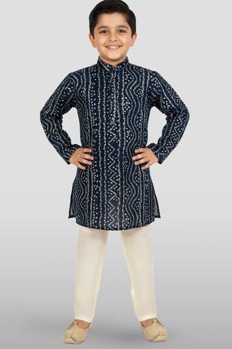 blue rayon bandhani kurta pyjama set 
