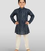 blue rayon bandhani kurta pyjama set 