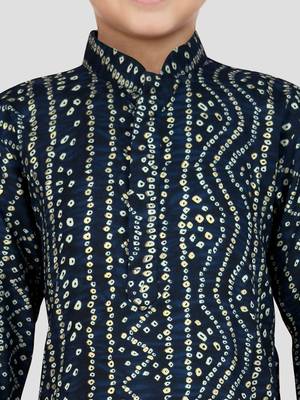 blue rayon bandhani kurta pyjama set  2
