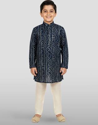blue rayon bandhani kurta pyjama set  3
