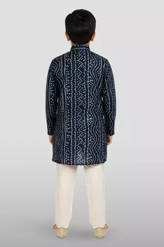 blue rayon bandhani kurta pyjama set 