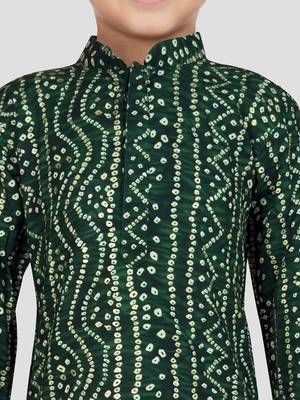 green rayon bandhani kurta pyjama set  2