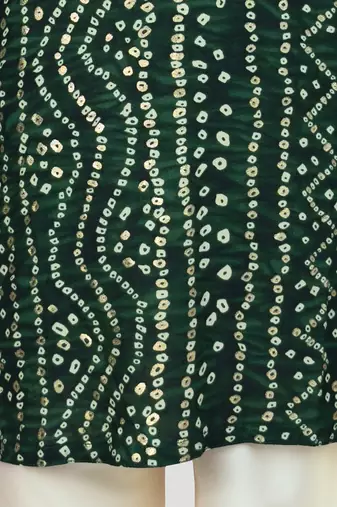 green rayon bandhani kurta pyjama set 