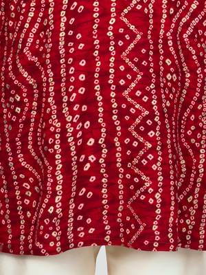 maroon rayon bandhani kurta pyjama set  5