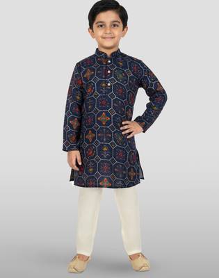 navy blue rayon kurta pyjama set  1