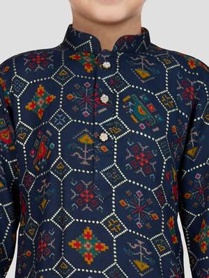 navy blue rayon kurta pyjama set  2