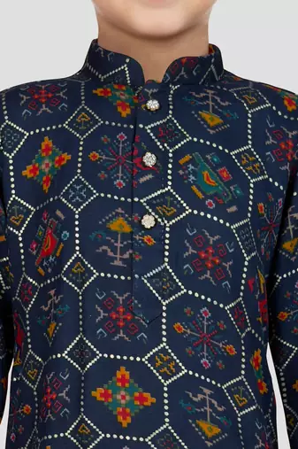 navy blue rayon kurta pyjama set 