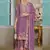 Onion pink chinon silk embroidered designer palzzo suit