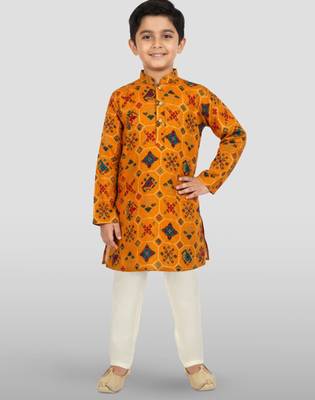 mustard rayon kurta pyjama set  1
