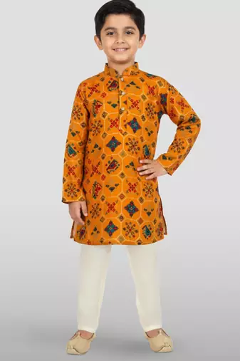 mustard rayon kurta pyjama set 