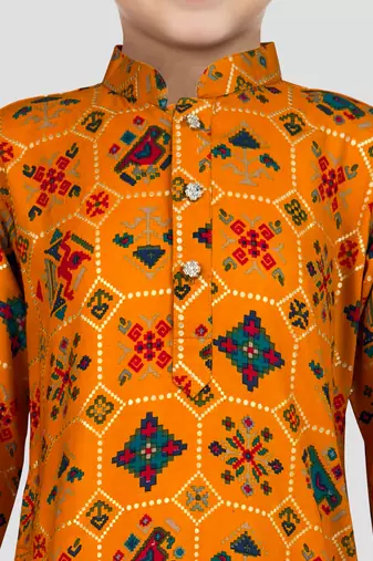 mustard rayon kurta pyjama set 