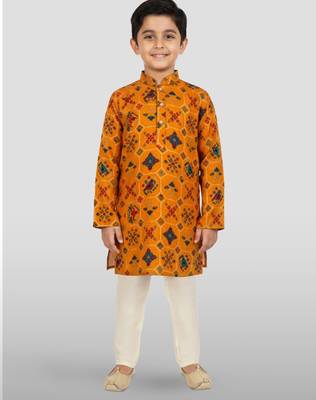 mustard rayon kurta pyjama set  3