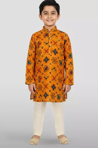 mustard rayon kurta pyjama set 