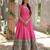 Dola Silk Printed & Embroidered Readymade Gown     Pink | 56" Length | Lightweight Festive & Ethnic Wear