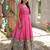 Dola Silk Printed & Embroidered Readymade Gown     Pink | 56" Length | Lightweight Festive & Ethnic Wear