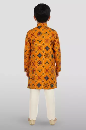 mustard rayon kurta pyjama set 