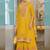 Yellow chinon silk embroidered designer palzzo suit