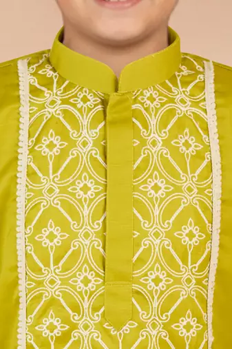green satin kurta set 