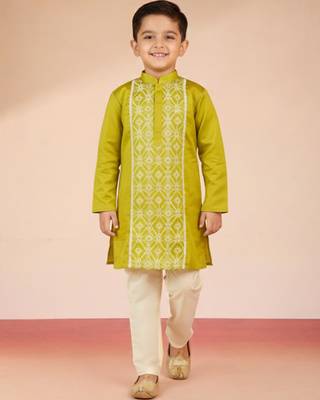 green satin kurta set  3