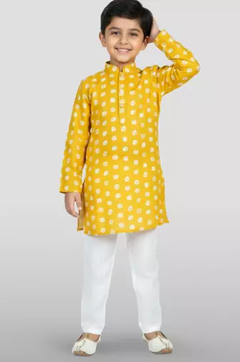 yellow linen slub kurta pyjama set 