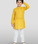 yellow linen slub kurta pyjama set 