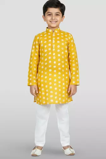 yellow linen slub kurta pyjama set 
