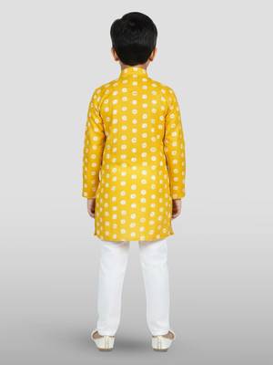 yellow linen slub kurta pyjama set  4