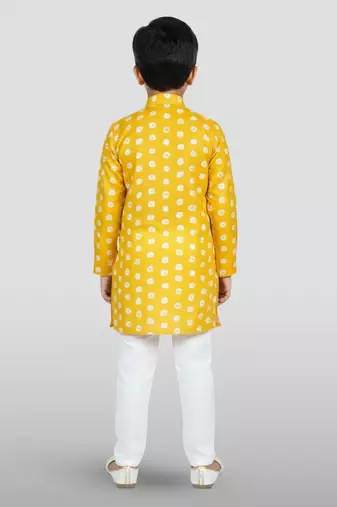 yellow linen slub kurta pyjama set 