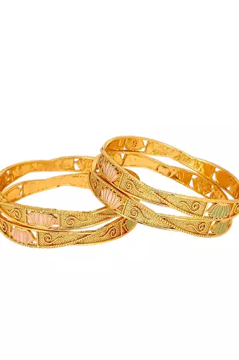 Set of 4 gold plated lotus motifs bangle set