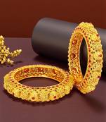 Set of 2 gold plated red stone handmade bangles