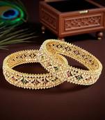 Set of 2 gold plated criss cross moti bangles