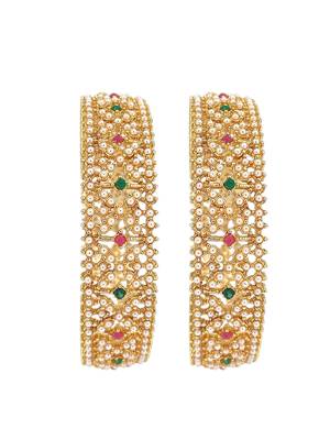 Set of 2 gold plated criss cross moti bangles 2
