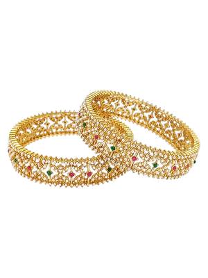 Set of 2 gold plated criss cross moti bangles 4