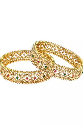 Set of 2 gold plated criss cross moti bangles