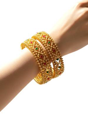 Set of 2 gold plated criss cross moti bangles 5