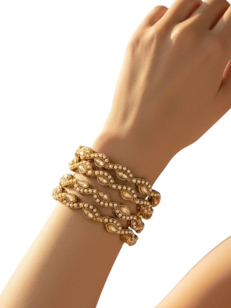 Set of 4 victorian style wave design bangles