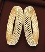 Gold plated set of 2 moti design broad bangles