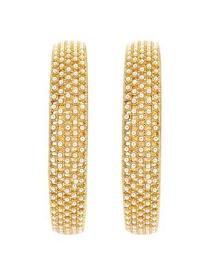 Gold plated set of 2 moti design broad bangles 2