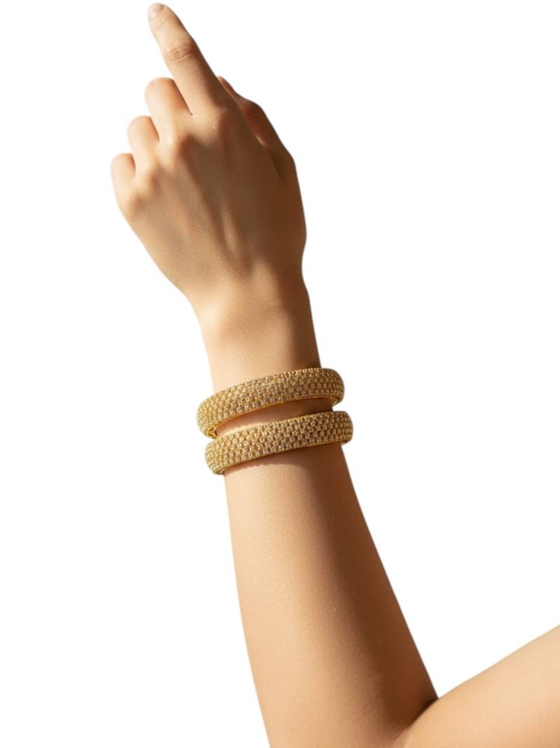 Gold plated set of 2 moti design broad bangles