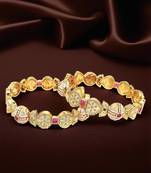 Gold plated set of 2 pastel meenakari bangles