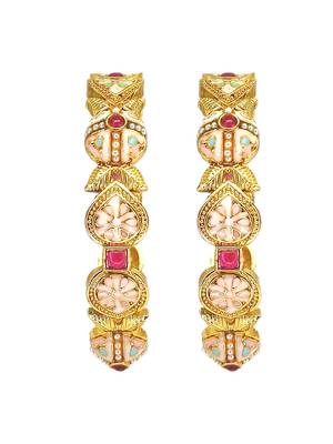 Gold plated set of 2 pastel meenakari bangles 2