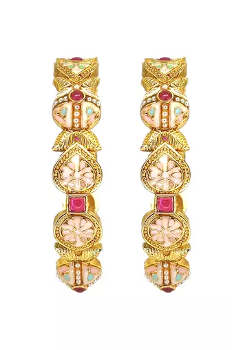 Gold plated set of 2 pastel meenakari bangles