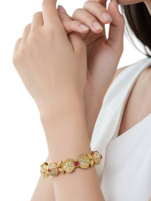 Gold plated set of 2 pastel meenakari bangles 5
