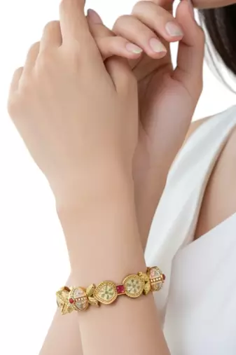 Gold plated set of 2 pastel meenakari bangles