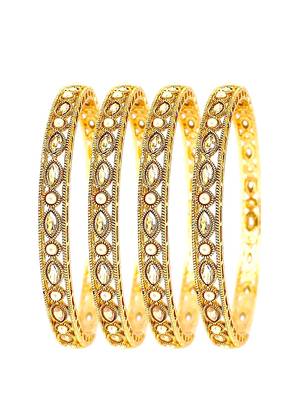Set of 4 gold plated marquise stone bangle 2