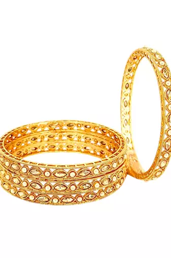 Set of 4 gold plated marquise stone bangle
