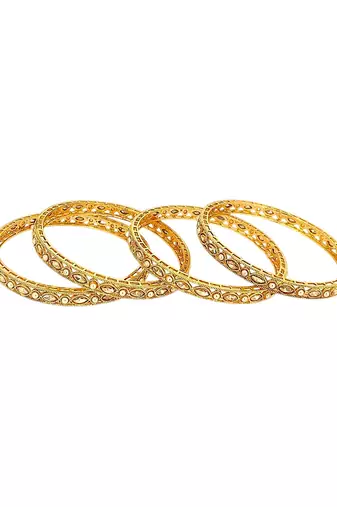 Set of 4 gold plated marquise stone bangle
