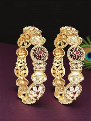 Set of 2 gold toned multi meenakari bangles 1
