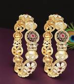 Set of 2 gold toned multi meenakari bangles
